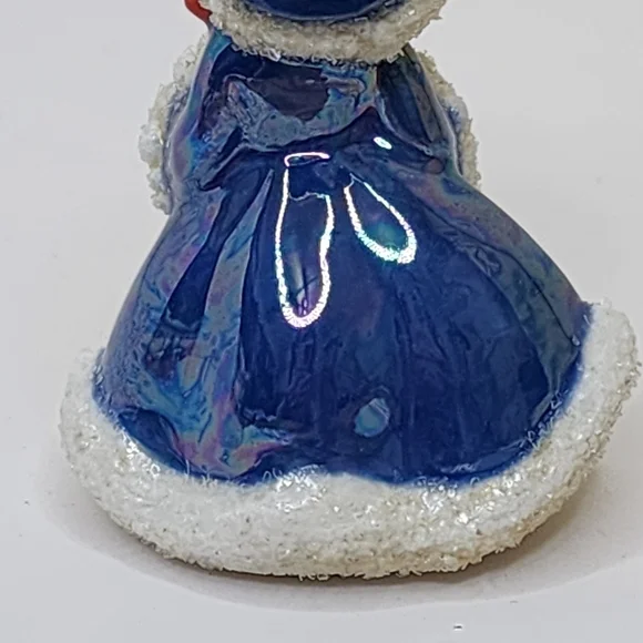Vintage Christmas Decor Snow Girl Figurine Porcelain Glitter Iridescent - Picture 4 of 10